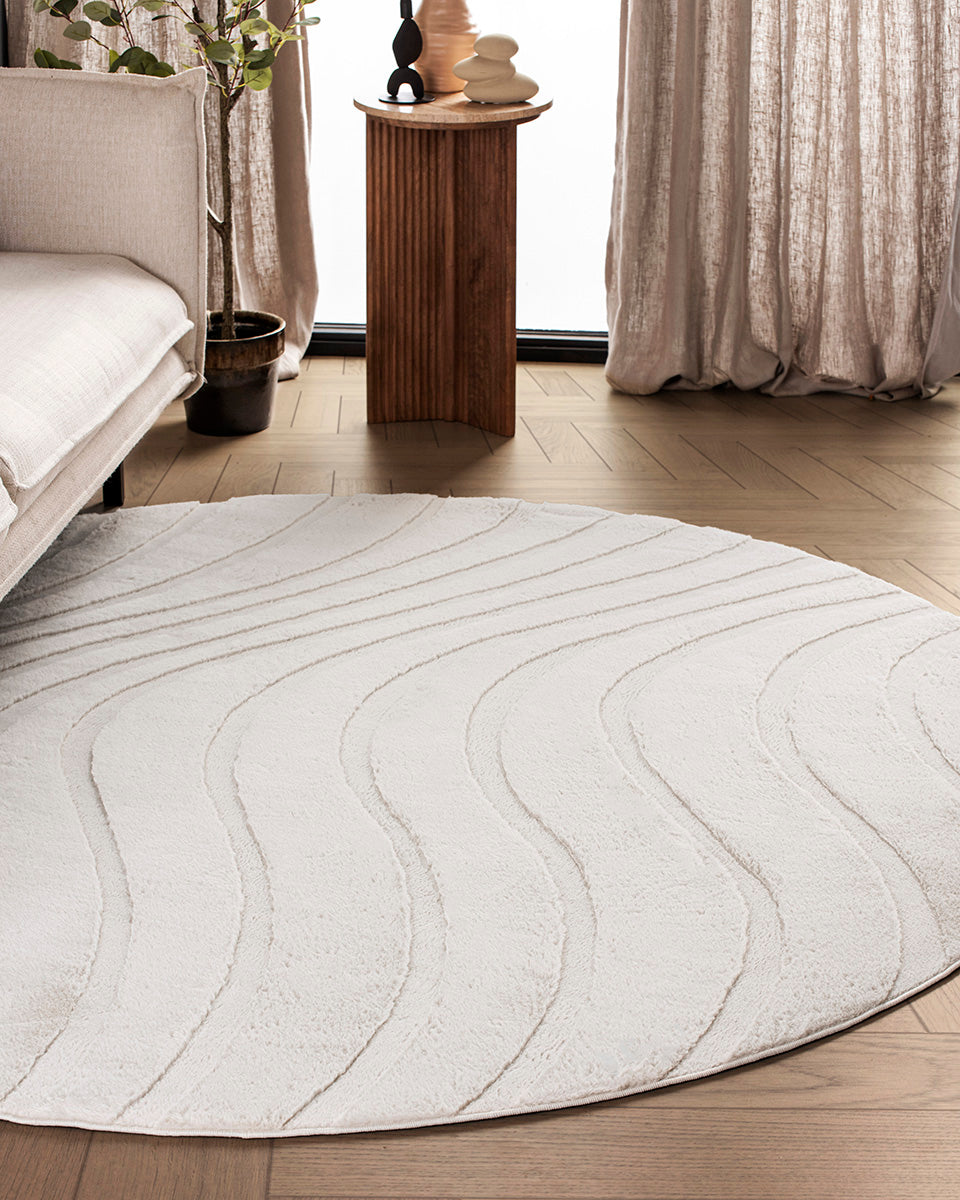 Rond Japandi Vloerkleed - Ovara Maris Beige