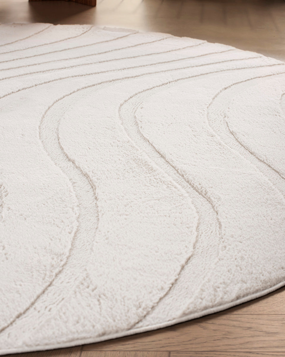 Rond Japandi Vloerkleed - Ovara Maris Beige