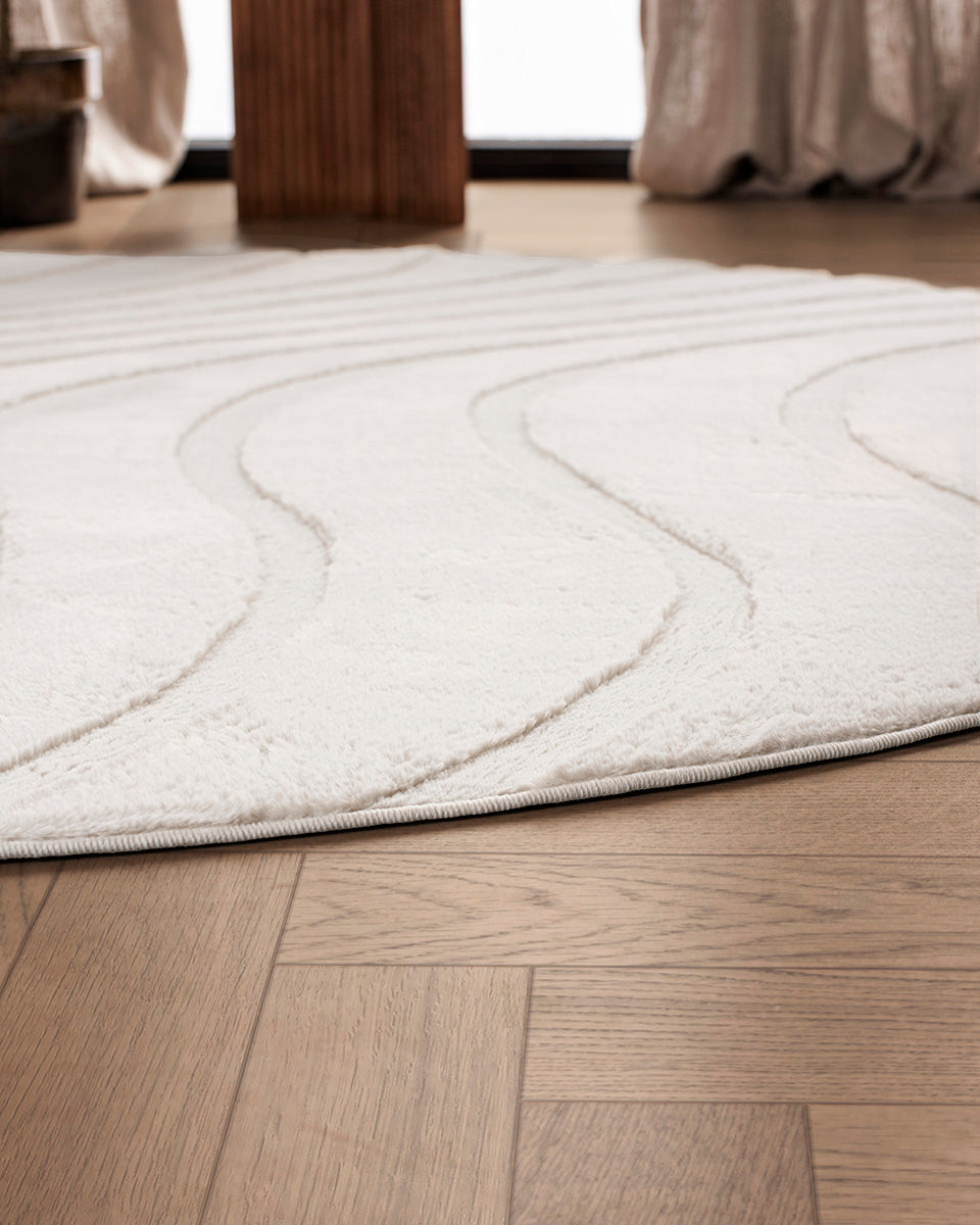 Rond Japandi Vloerkleed - Ovara Maris Beige