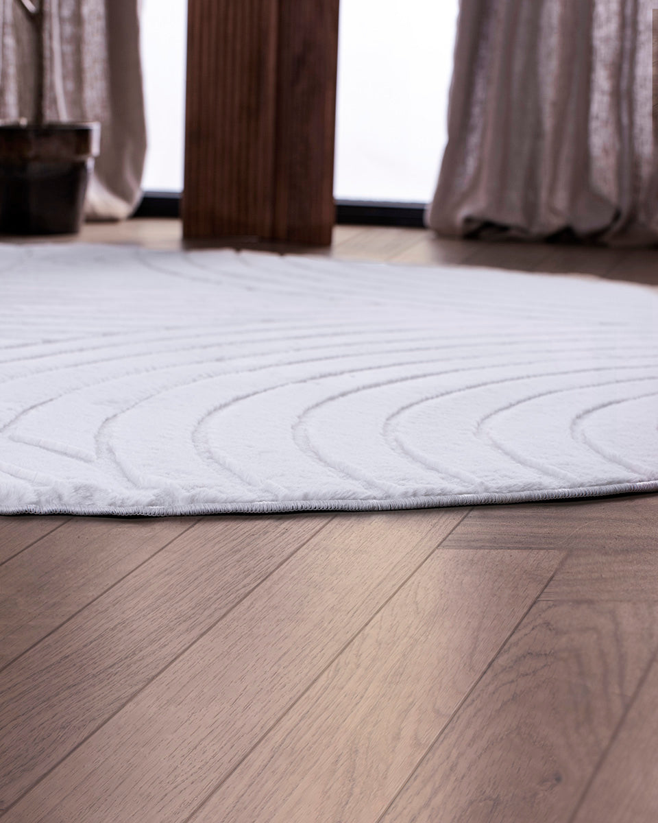 Rond Japandi Vloerkleed - Ovara Zenith Ivory