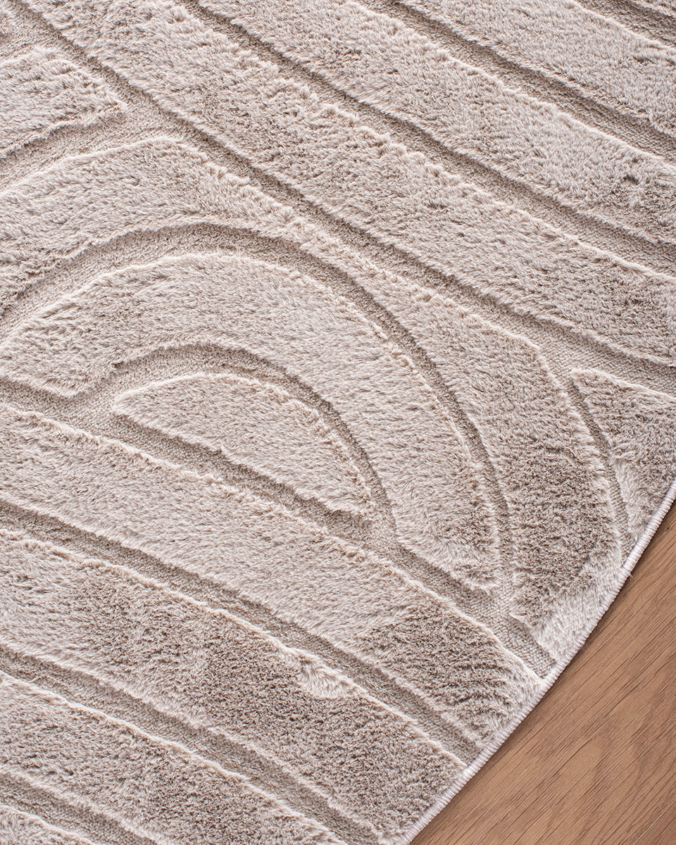 Rond Japandi Vloerkleed - Ovara Zenith Taupe