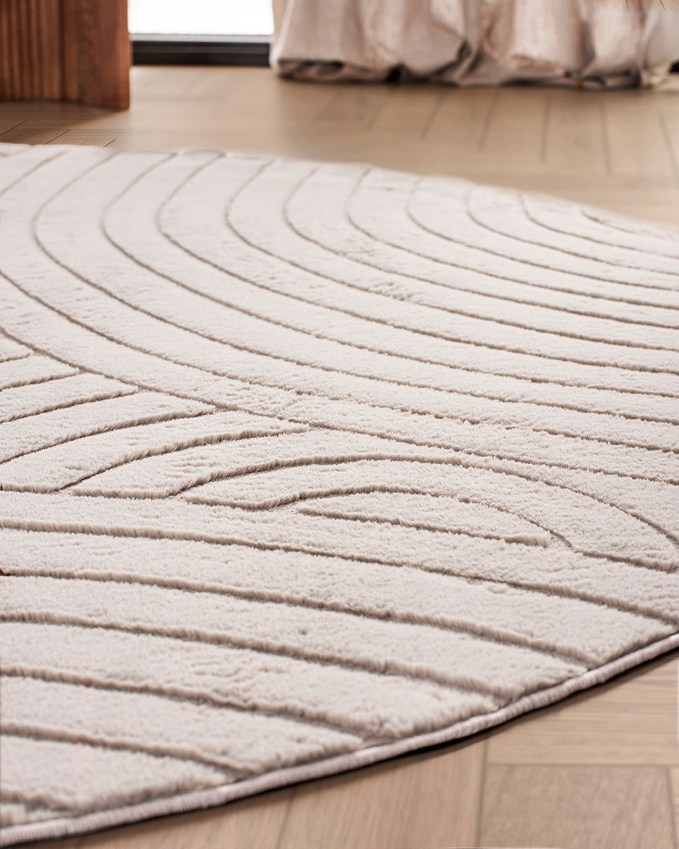 Rond Japandi Vloerkleed - Ovara Zenith Taupe