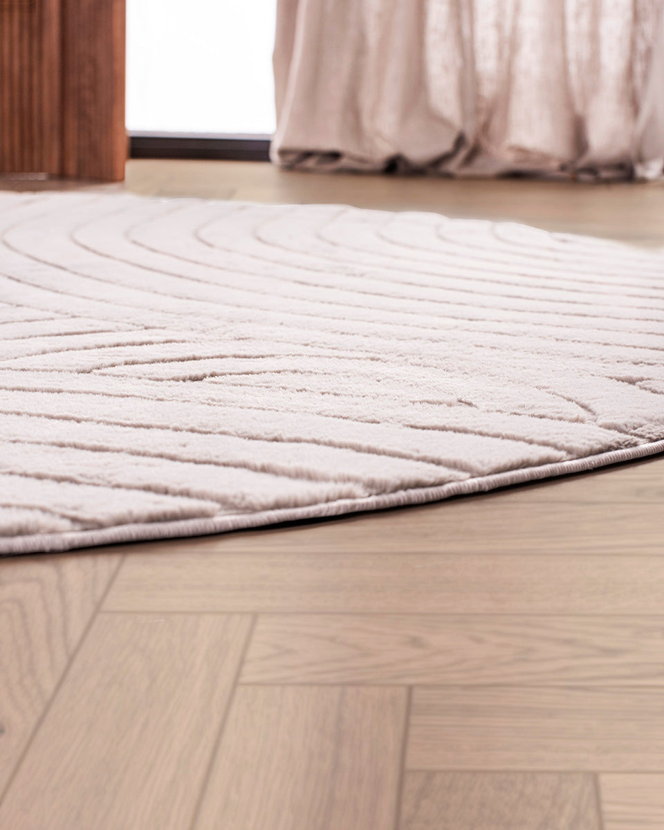 Rond Japandi Vloerkleed - Ovara Zenith Taupe