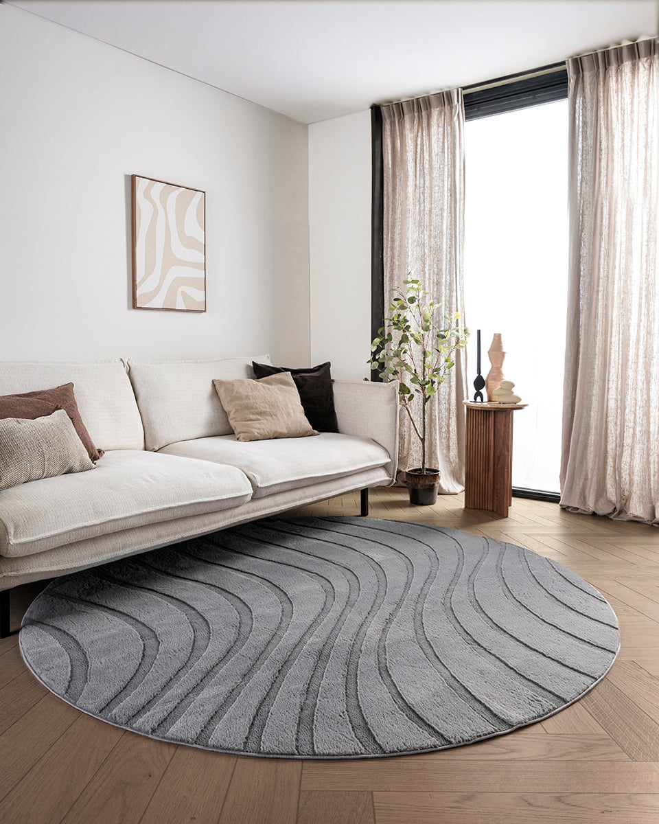 Rond Japandi Vloerkleed - Ovara Maris Grijs