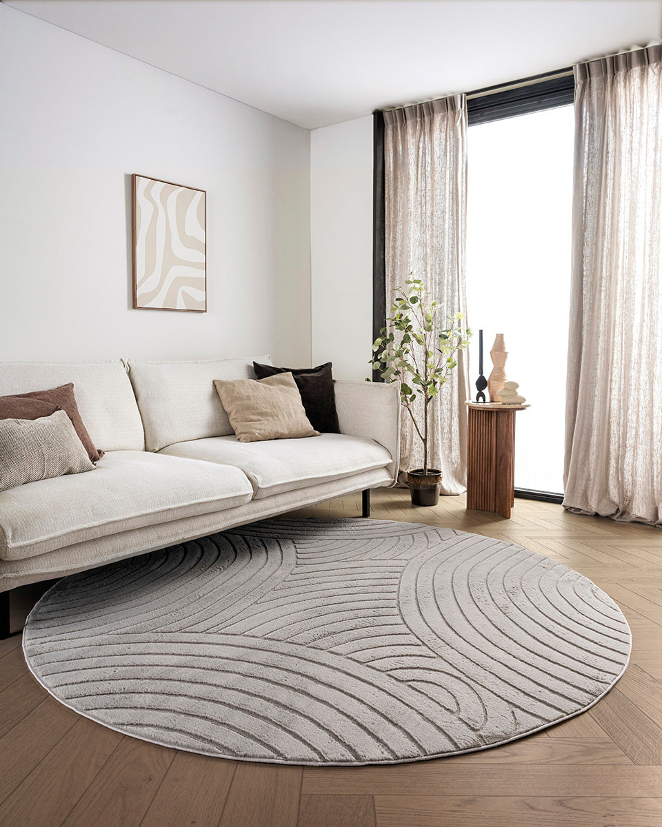 Rond Japandi Vloerkleed - Ovara Zenith Taupe