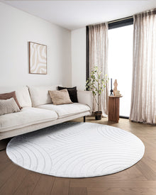 Rond Japandi Vloerkleed - Ovara Zenith Gebroken Wit