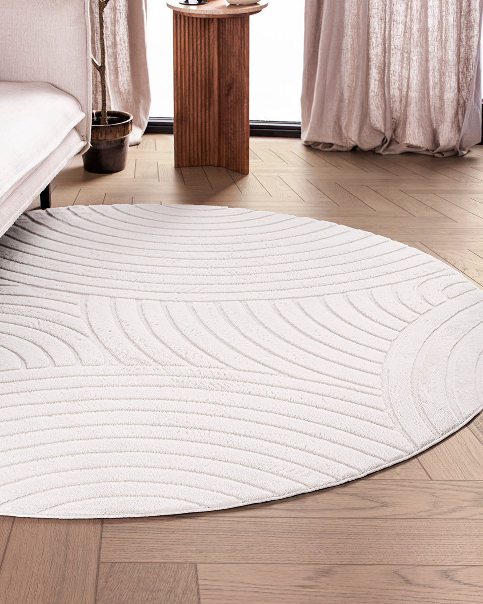 Rond Japandi Vloerkleed - Ovara Zenith Beige