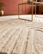 Rond Japandi Vloerkleed - Linea Curve Creme