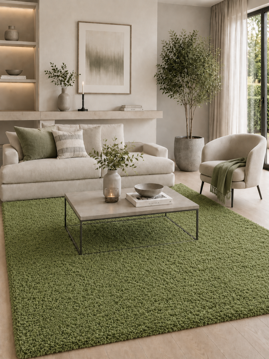Shaggy Hoogpolig Vloerkleed - LIFE 1500 GREEN