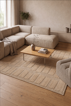 Japandi Vloerkleed Linea Block Beige