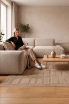 Japandi Vloerkleed Linea Block Beige