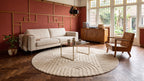 Rond Japandi Vloerkleed - Linea Curve Creme