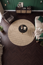 Rond Japandi Vloerkleed Linea Frame Beige