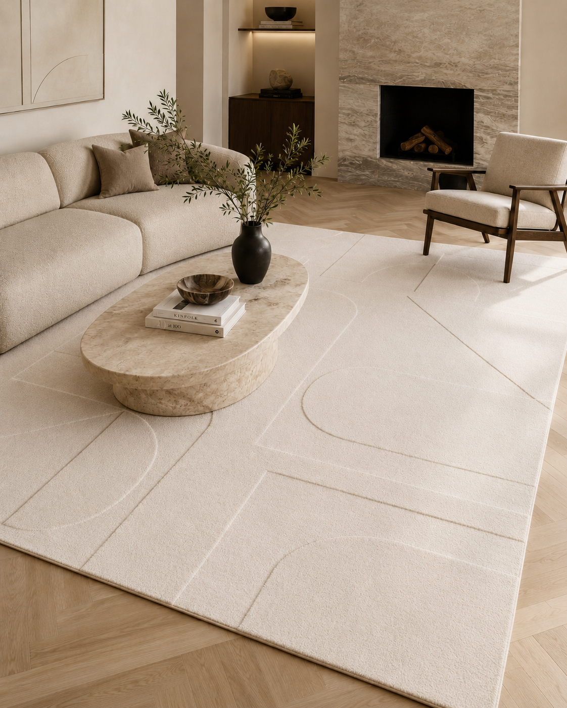 Japandi Vloerkleed - POMPEI 1614 CREAM