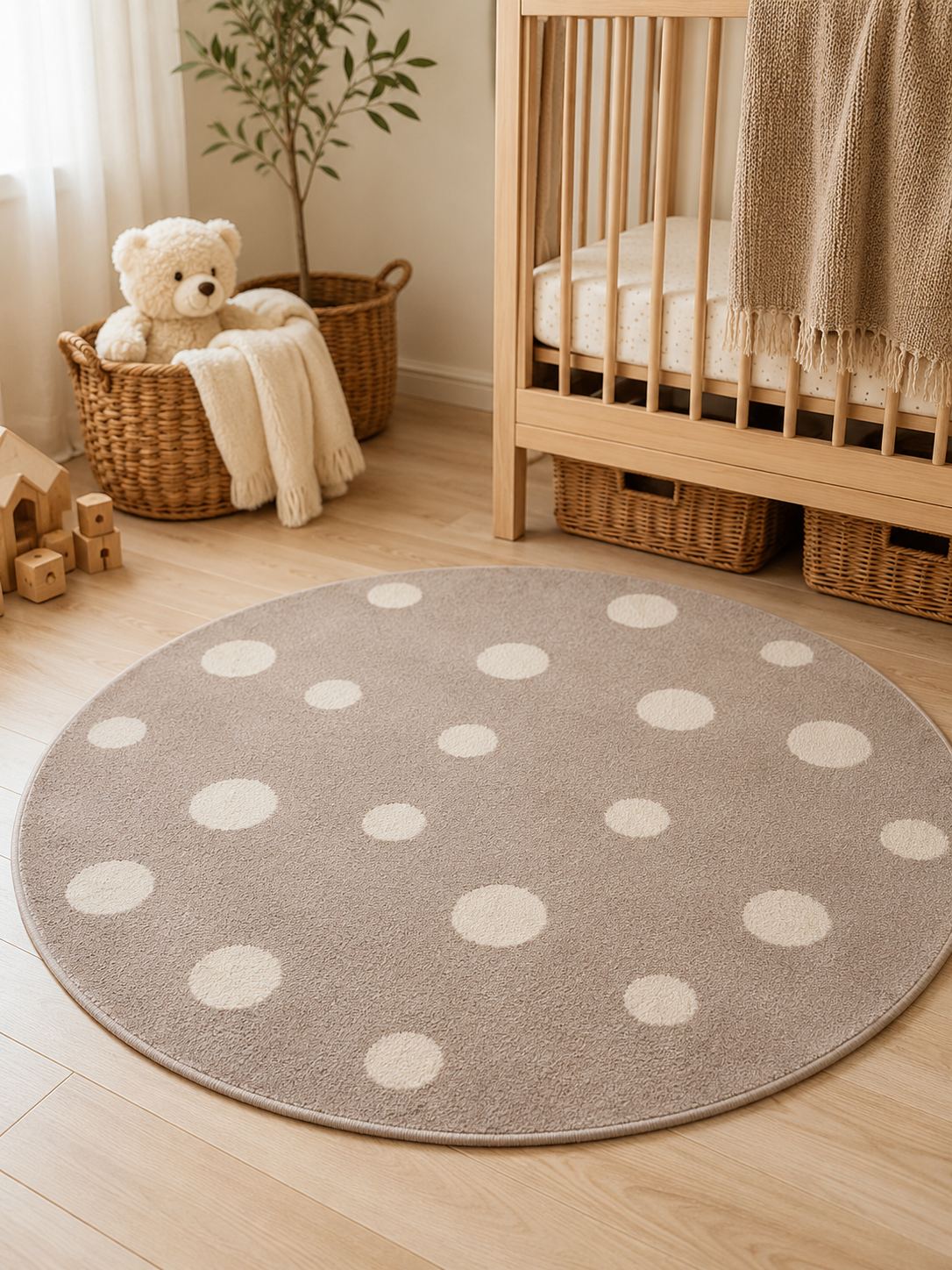 Kinder Vloerkleed - Rond Dotti Beige
