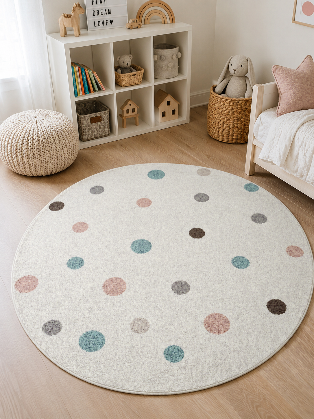 Kinder Vloerkleed - Rond Dotti Wit