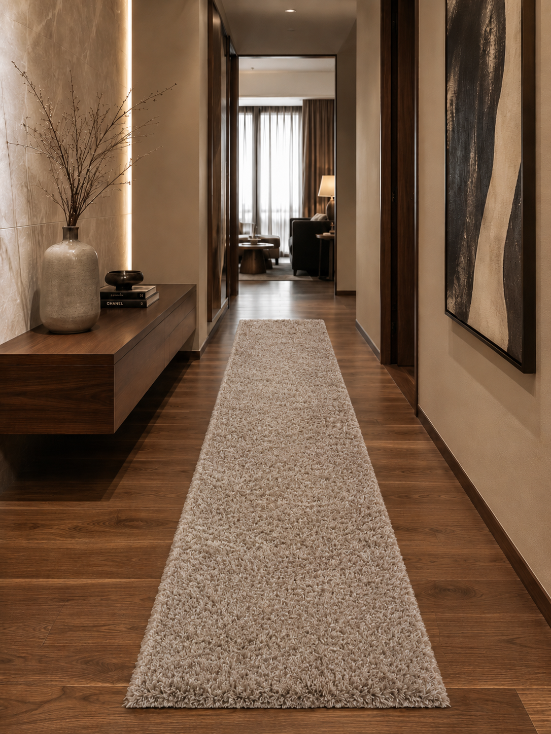 Loper Hoogpolig Vloerkleed - FLUFFY 3500 BEIGE