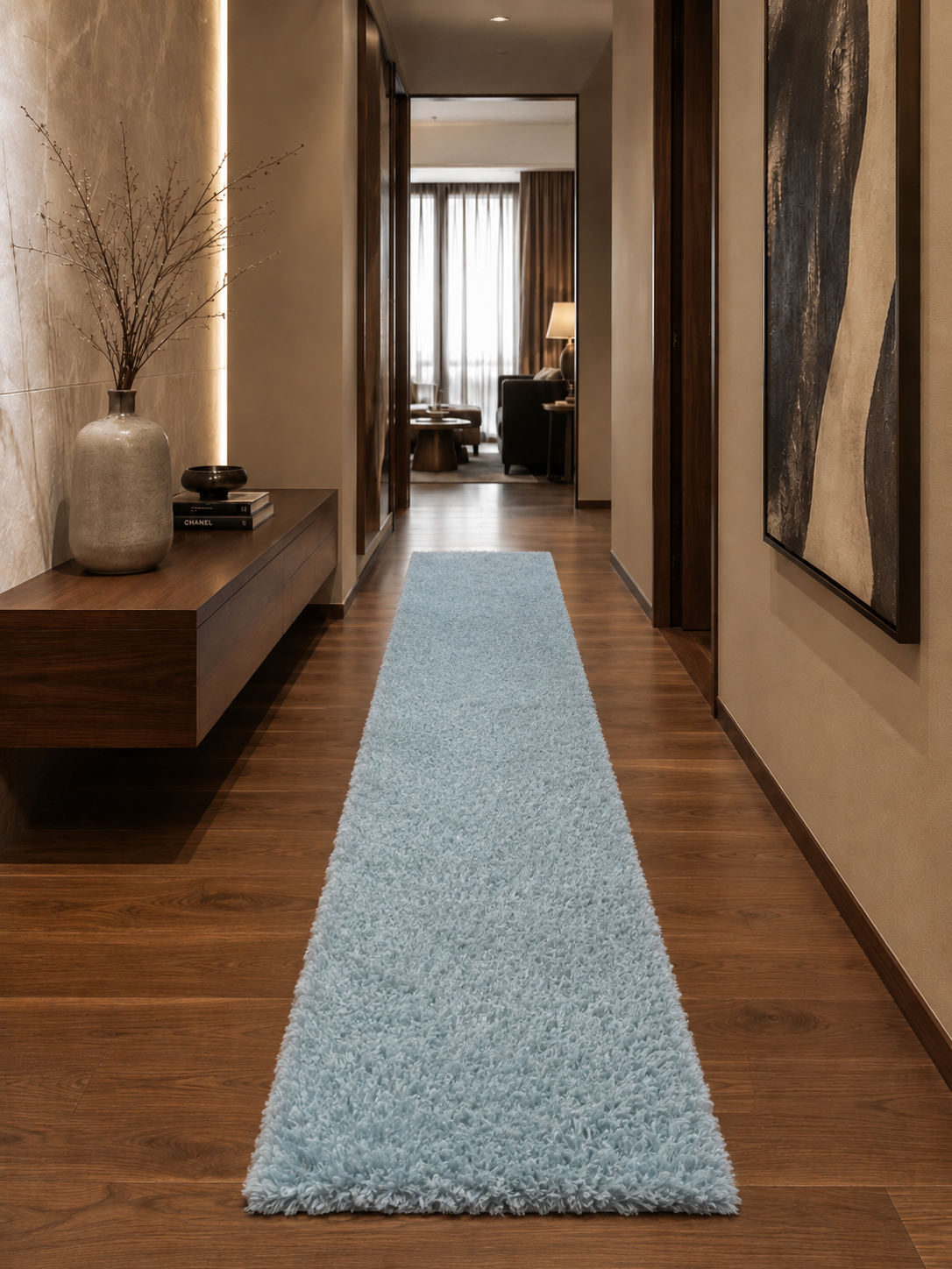 Loper Hoogpolig Vloerkleed - FLUFFY 3500 BLUE