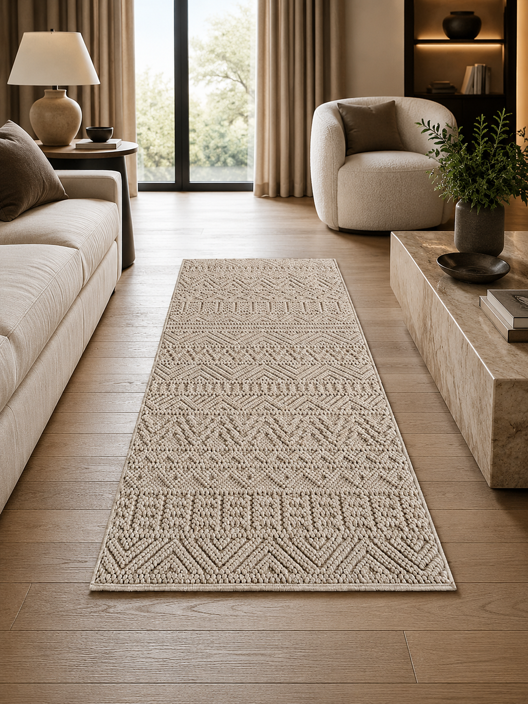 Loper Japandi Vloerkleed - HELIX 2202 BEIGE