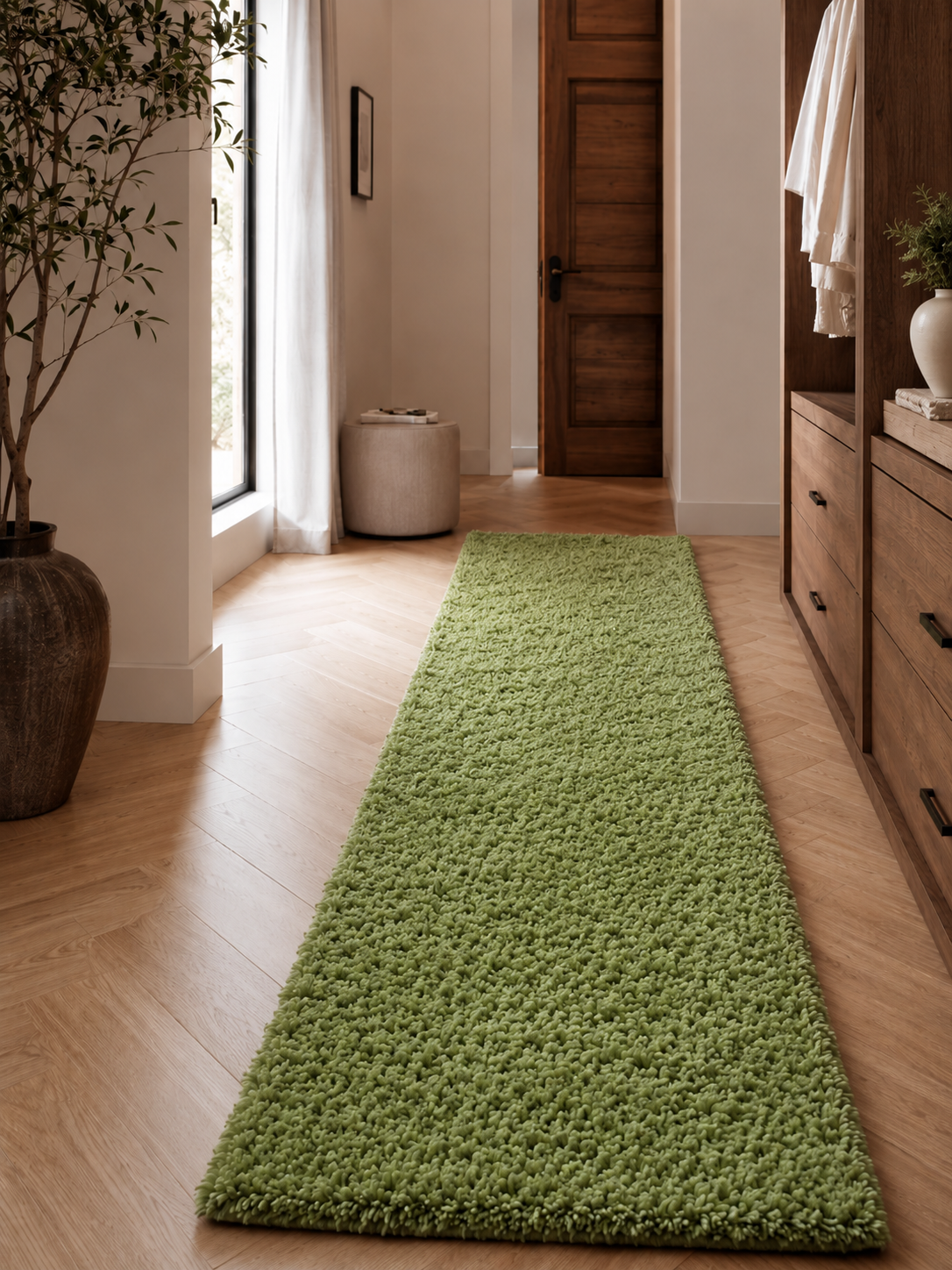 Loper Shaggy Hoogpolig Vloerkleed - LIFE 1500 GREEN