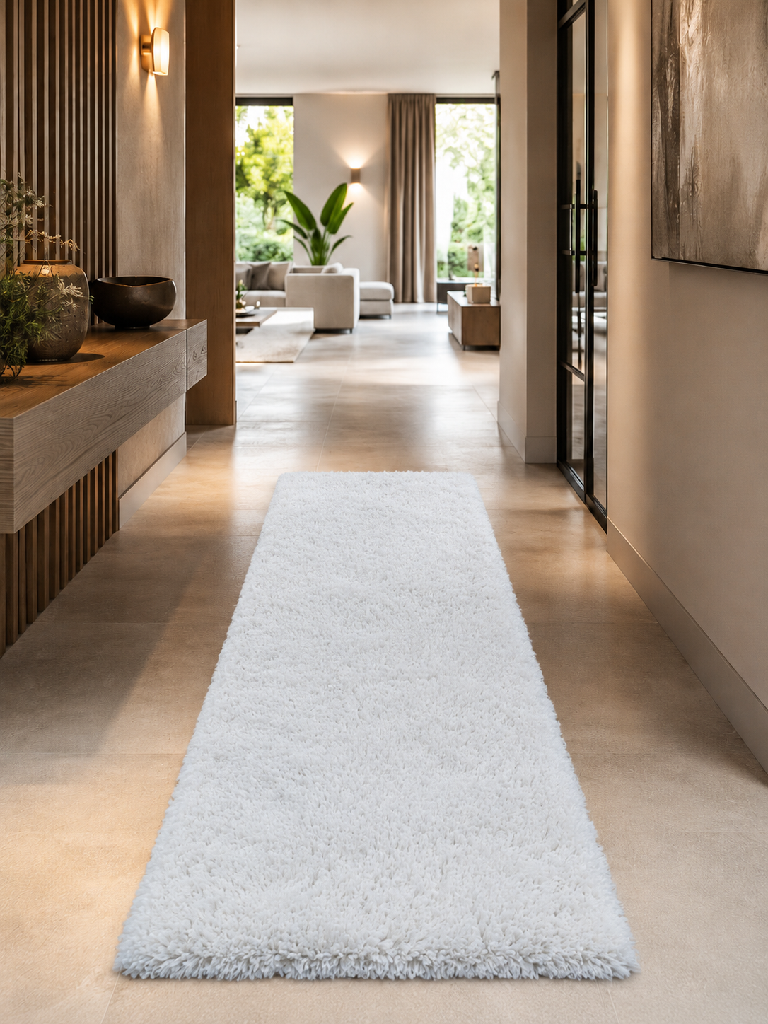 Loper Shaggy Hoogpolig Vloerkleed - SYDNEY 3000 WHITE