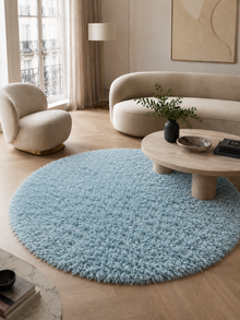Rond Hoogpolig Vloerkleed - FLUFFY 3500 BLUE