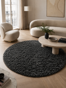 Rond Hoogpolig Vloerkleed - FLUFFY 3500 GREY