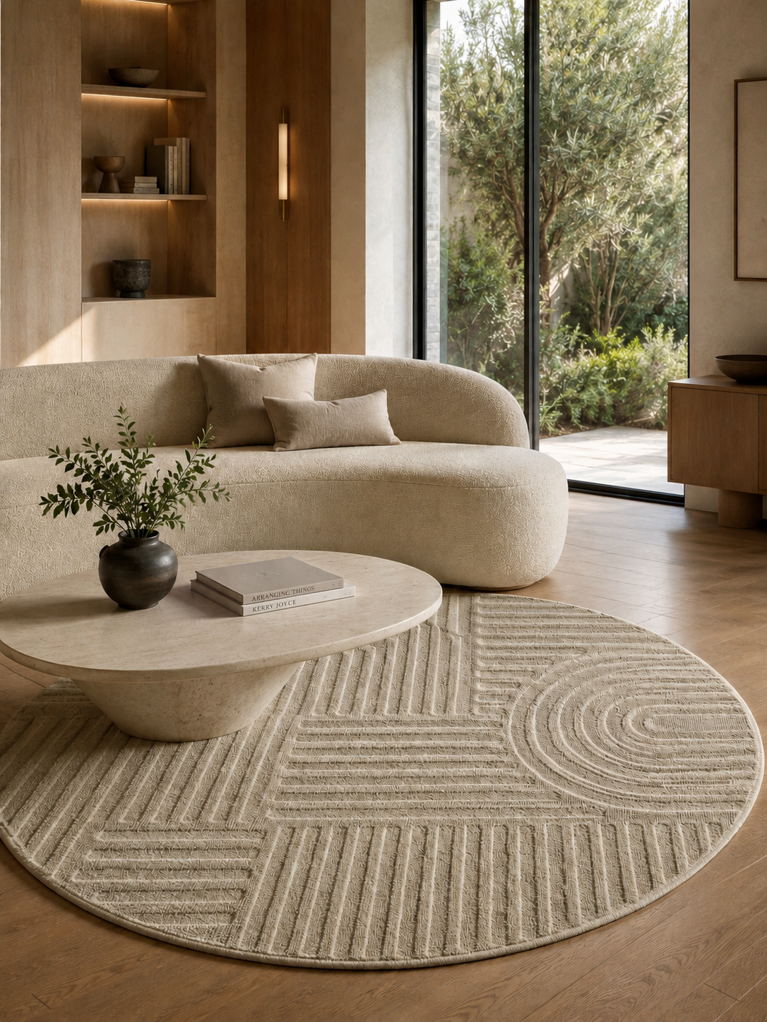 Rond Japandi Vloerkleed - ART 1121 BEIGE