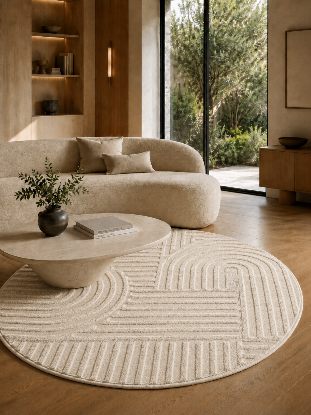 Rond Japandi Vloerkleed - ART 1121 CREAM