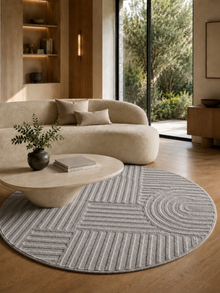 Rond Japandi Vloerkleed - ART 1121 SILVER