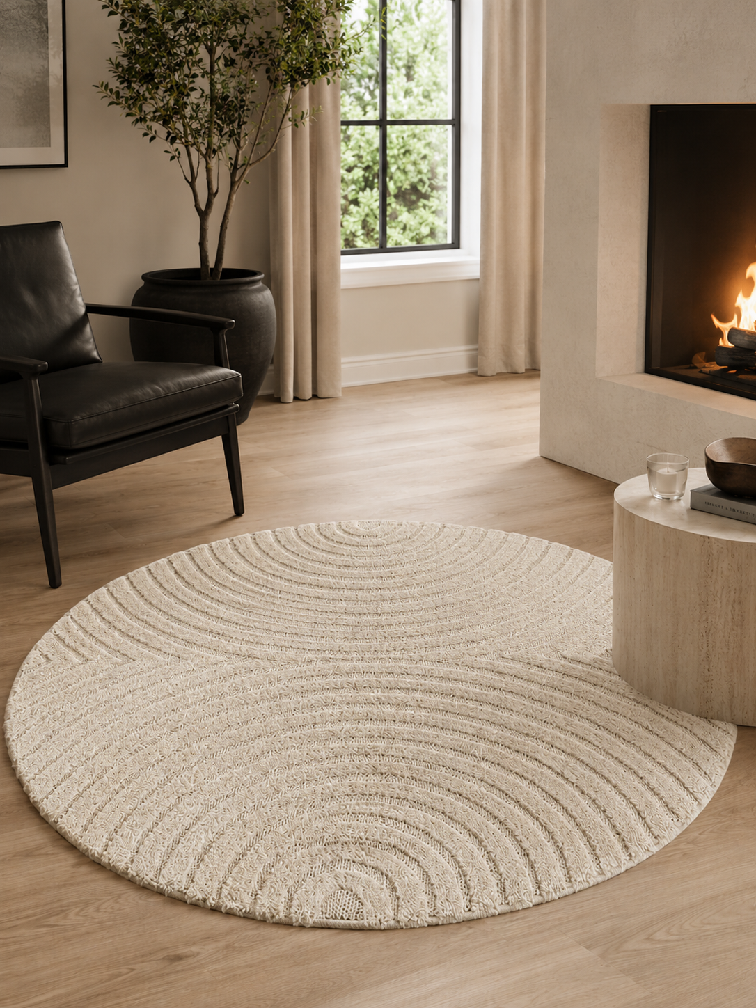 Rond Japandi Vloerkleed - ART 1122 CREAM