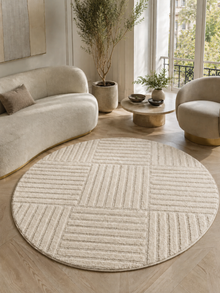 Rond Japandi Vloerkleed - ART 1123 CREAM