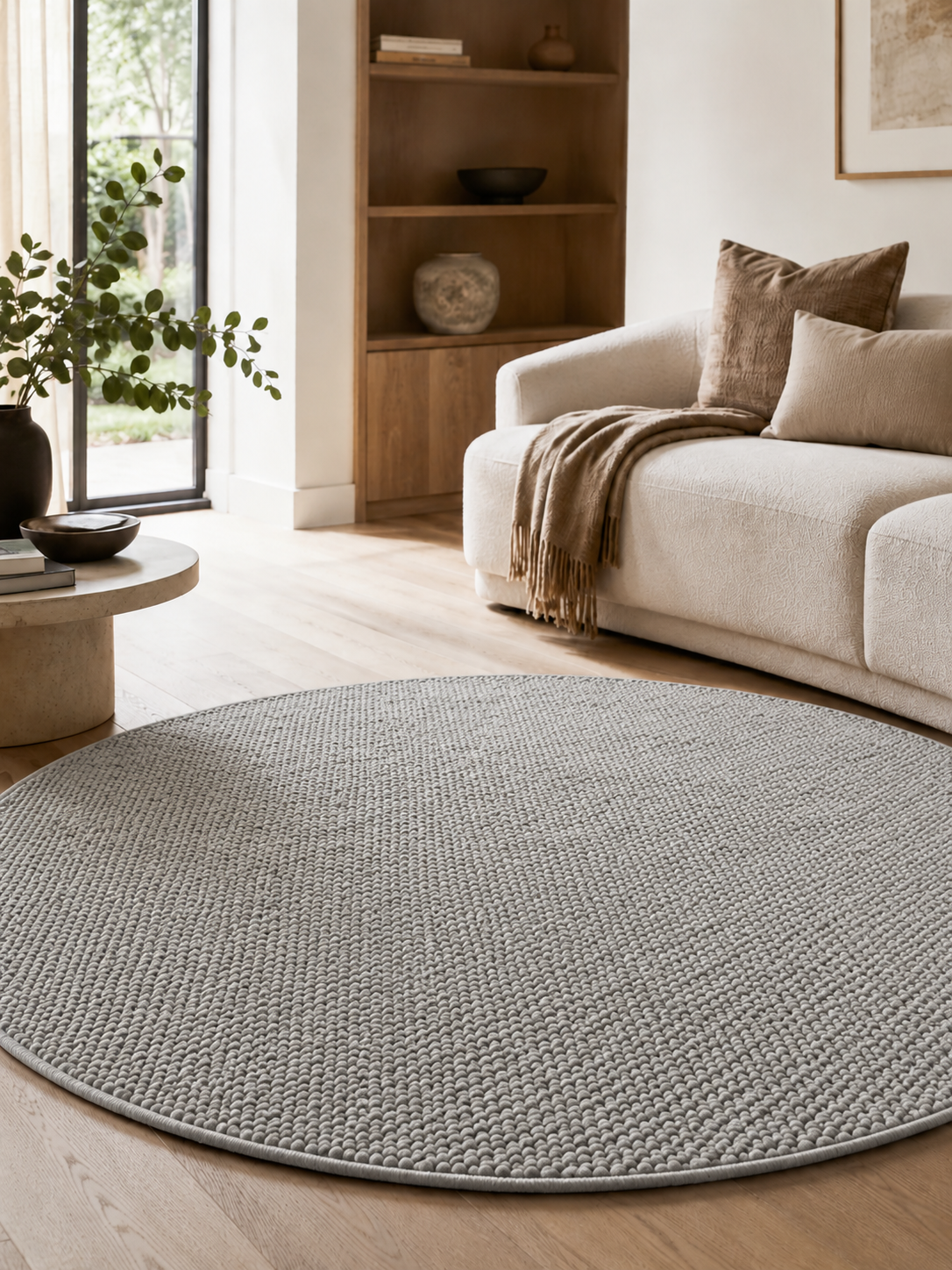 Rond Japandi Vloerkleed - HELIX 2200 SILVER