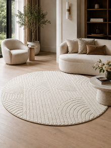 Rond Japandi Vloerkleed - HELIX 2201 CREAM