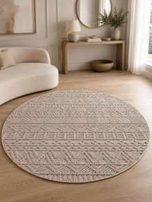 Rond Japandi Vloerkleed - HELIX 2202 BEIGE