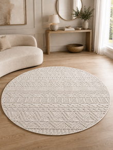 Rond Japandi Vloerkleed - HELIX 2202 CREAM