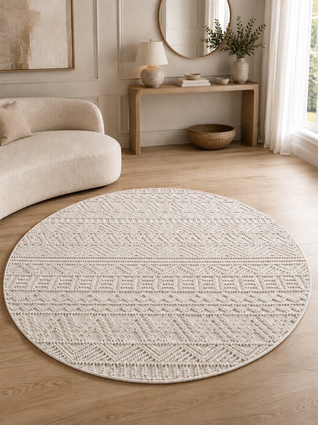 Rond Japandi Vloerkleed - HELIX 2202 CREAM
