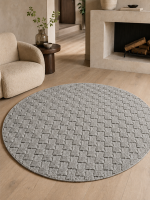 Rond Japandi Vloerkleed - HELIX 2203 SILVER