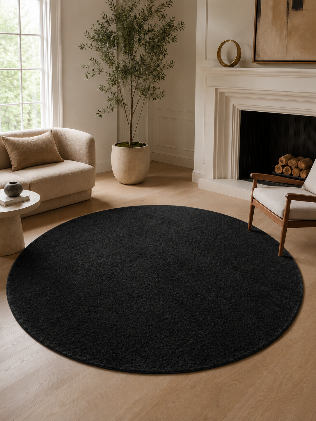 Rond Modern Vloerkleed - JOY 1400 BLACK