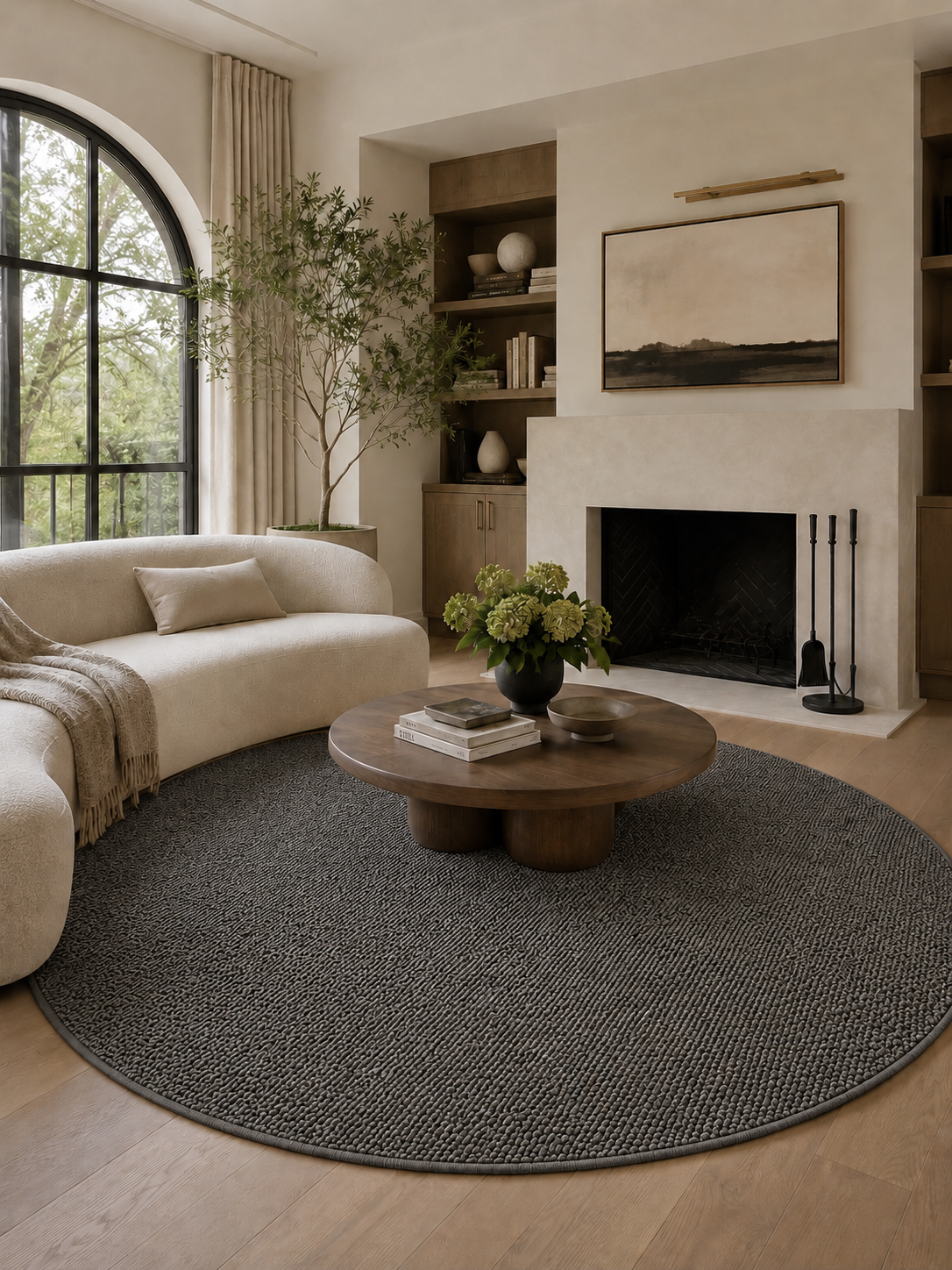 Rond Modern Vloerkleed - LOOM 4300 GREY