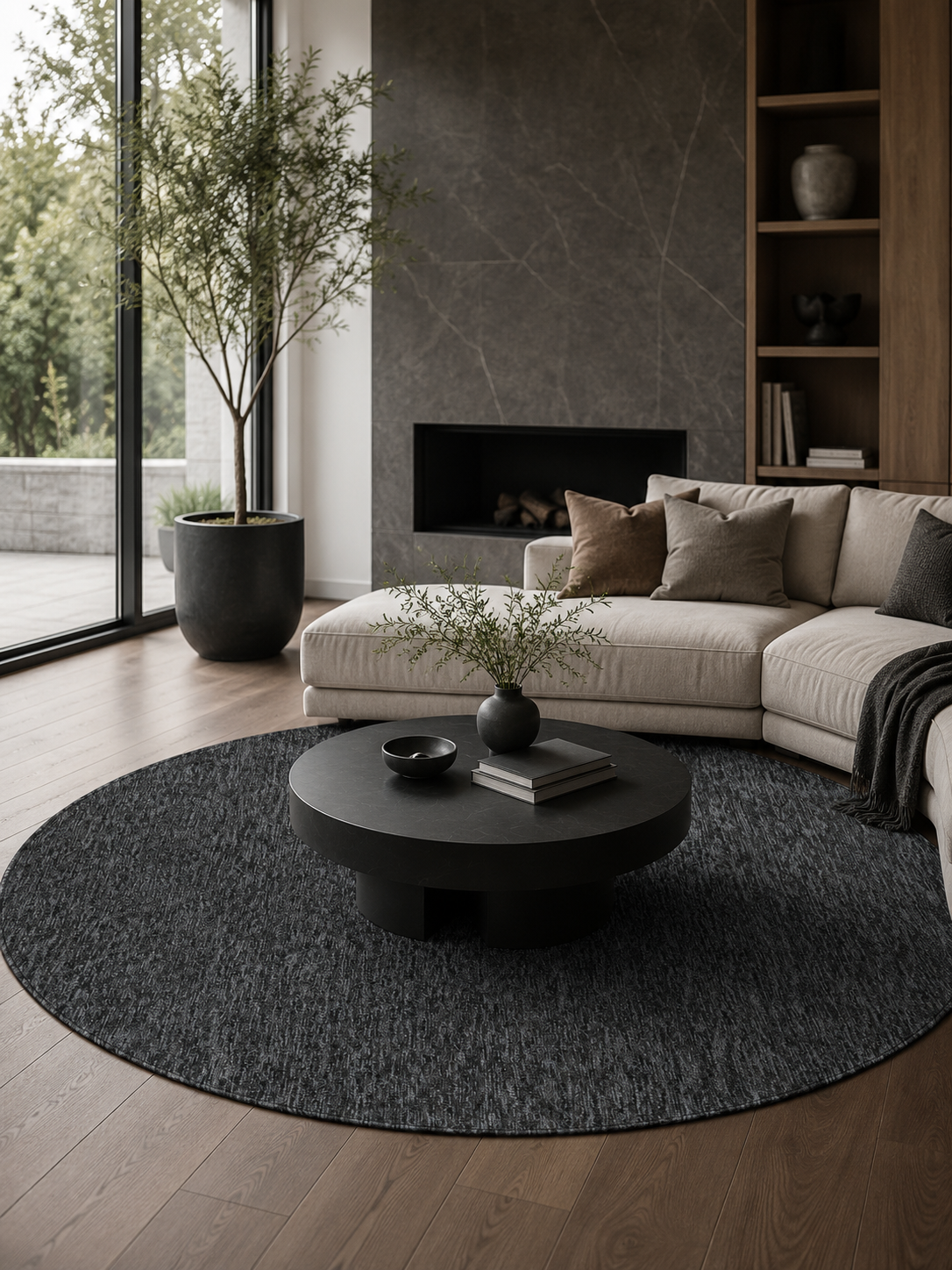 Rond Modern Vloerkleed - NIZZA 1800 ANTHRAZIT