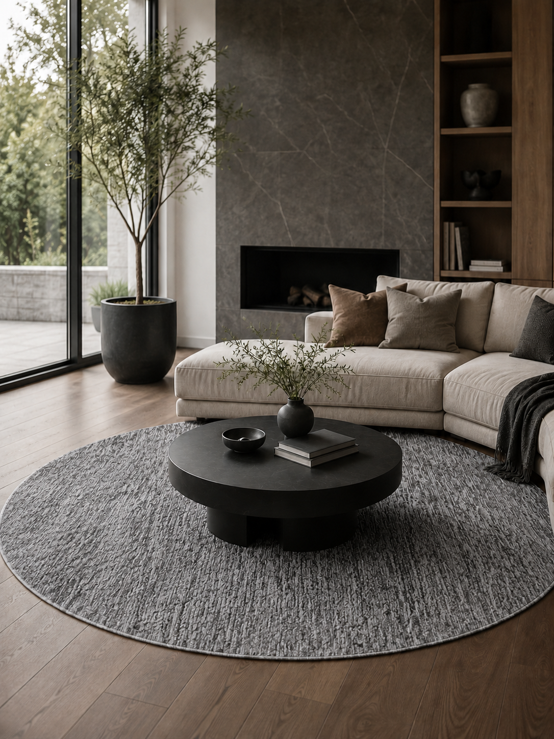 Rond Modern Vloerkleed - NIZZA 1800 GREY