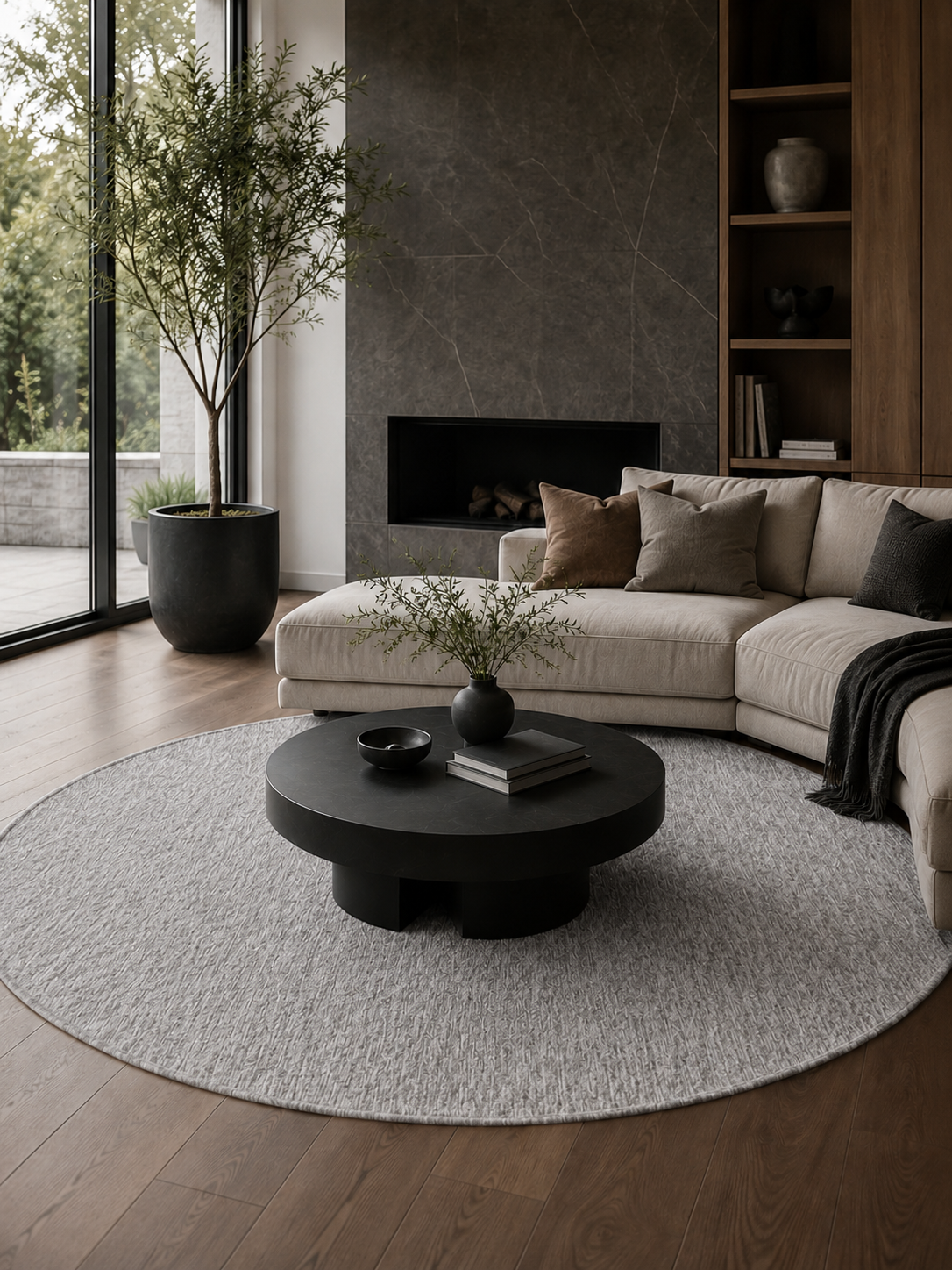 Rond Modern Vloerkleed - NIZZA 1800 LIGHTGREY