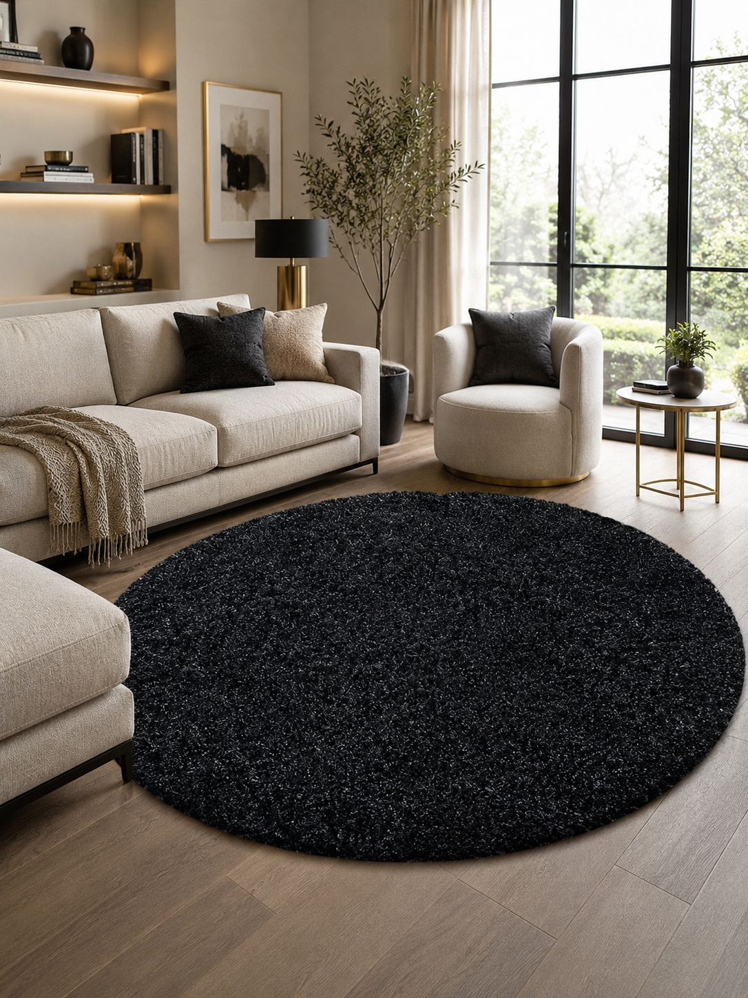 Rond Shaggy Hoogpolig Vloerkleed - LIFE 1500 ANTHRAZIT