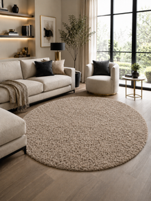 Rond Shaggy Hoogpolig Vloerkleed - LIFE 1500 BEIGE