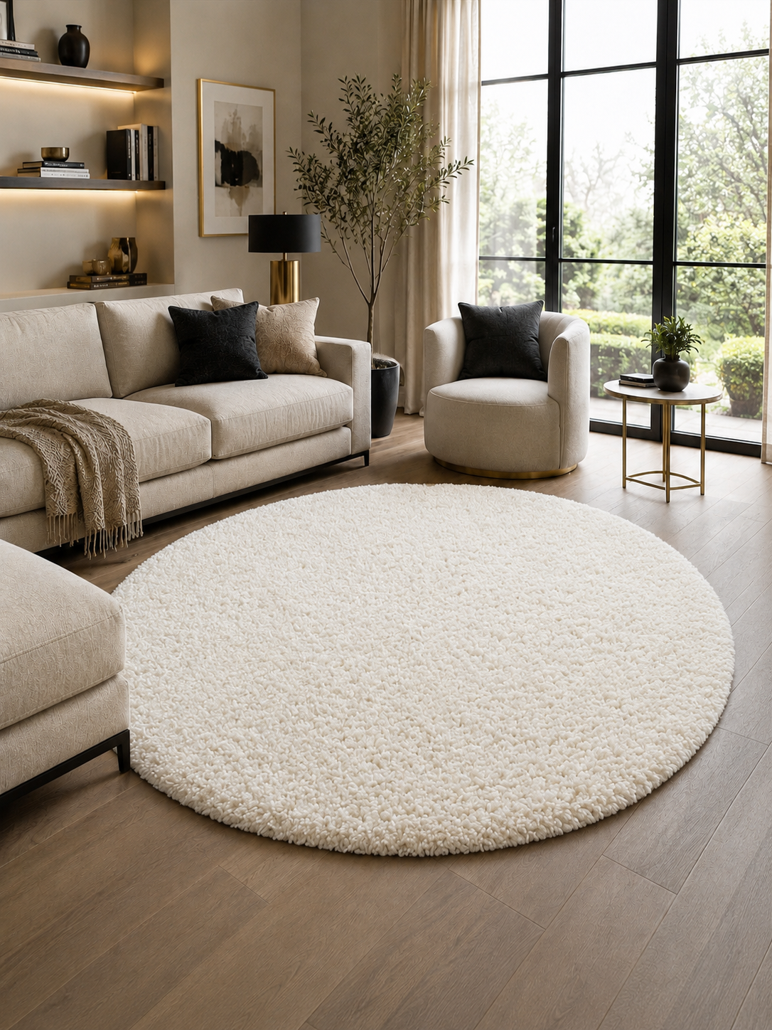 Rond Shaggy Hoogpolig Vloerkleed - LIFE 1500 CREAM
