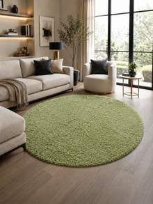 Rond Shaggy Hoogpolig Vloerkleed - LIFE 1500 GREEN