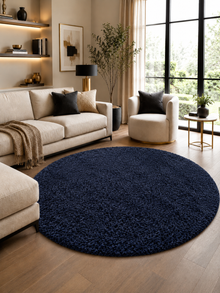 Rond Shaggy Hoogpolig Vloerkleed - LIFE 1500 NAVY
