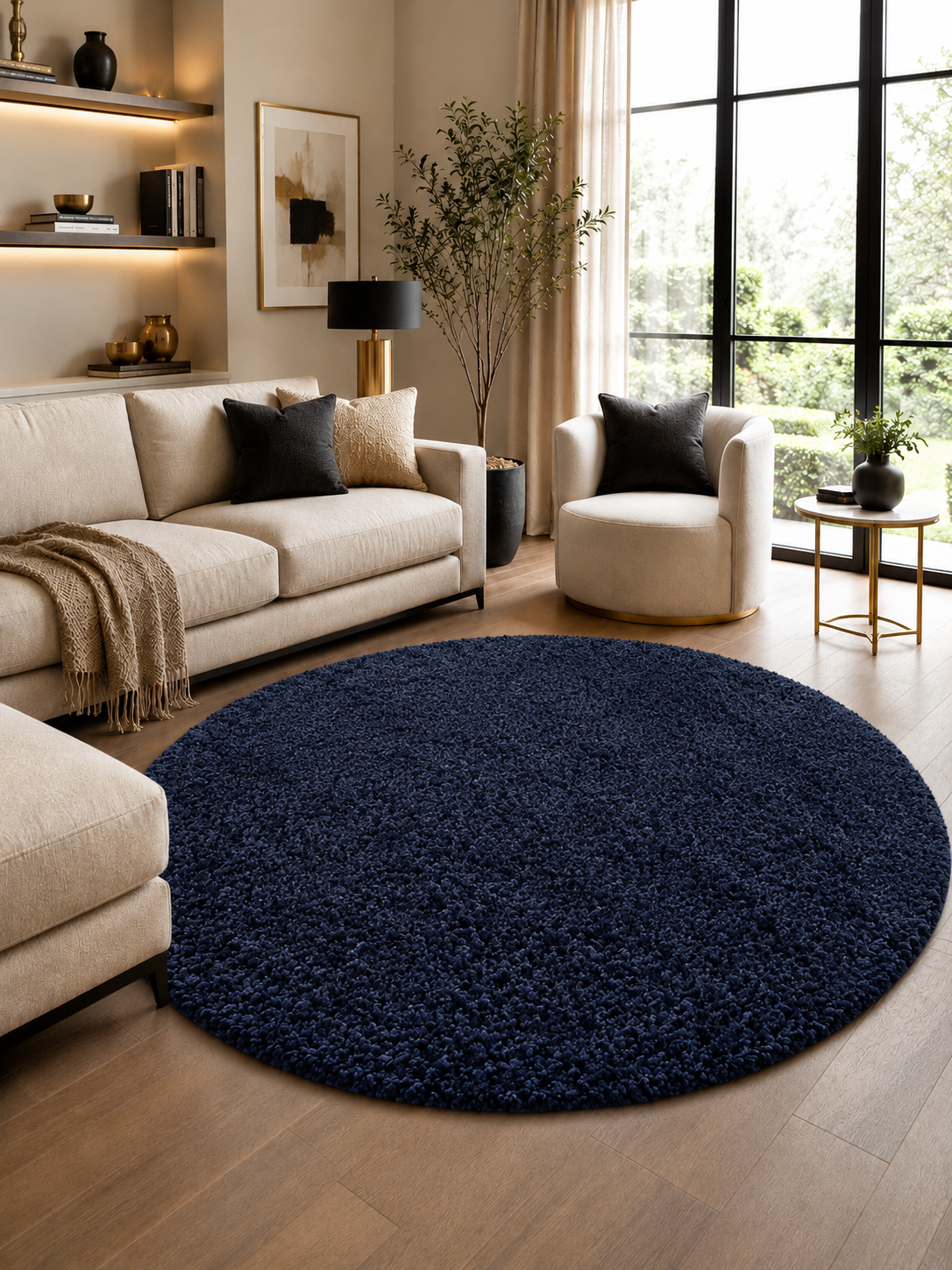 Rond Shaggy Hoogpolig Vloerkleed - LIFE 1500 NAVY