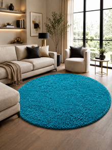Rond Shaggy Hoogpolig Vloerkleed - LIFE 1500 TURKIS